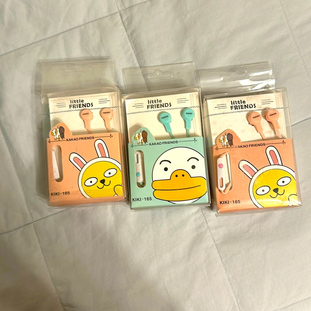 Kakao friends headphones, NIP, OS, all three packages included.